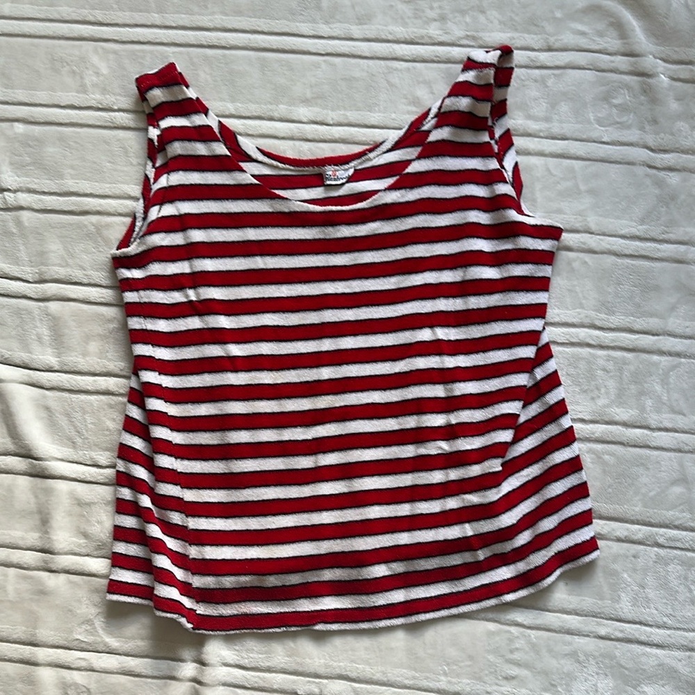 Vintage Red and White Striped Women's Top